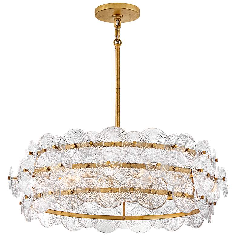 Image 4 Hinkley Rene 30 1/2"W Distressed Brass 6-Light Chandelier more views