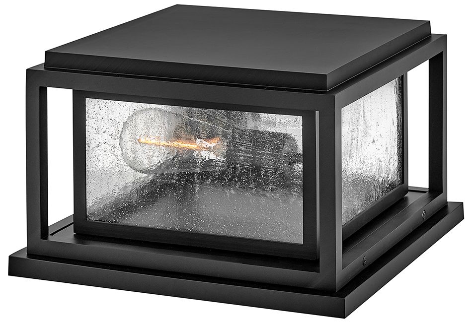 Hinkley Republic 12" Wide Black Small Pier Mount Outdoor Lantern Light