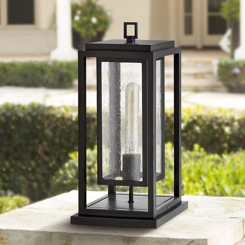Image 1 Hinkley Republic 16 1/2" High Black and Glass Outdoor Pier Light