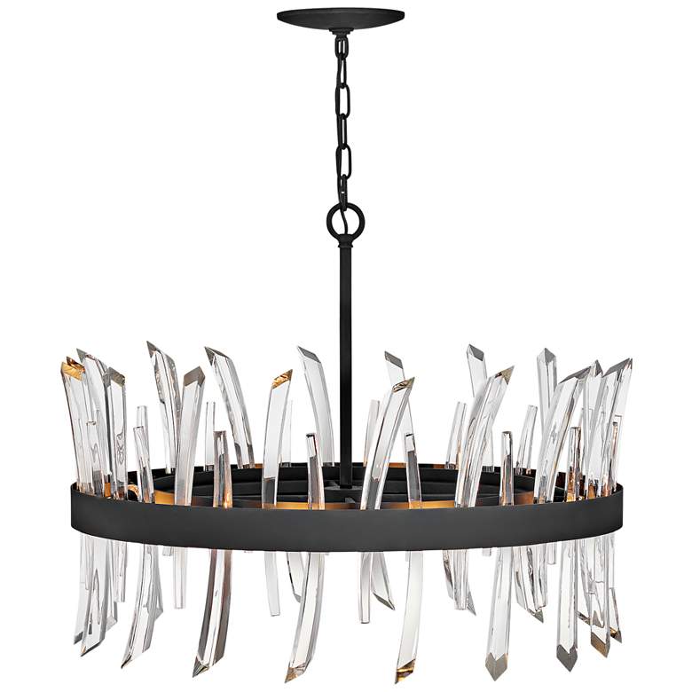Hinkley Revel 28&quot; Wide Black and Crystal Pendant Light
