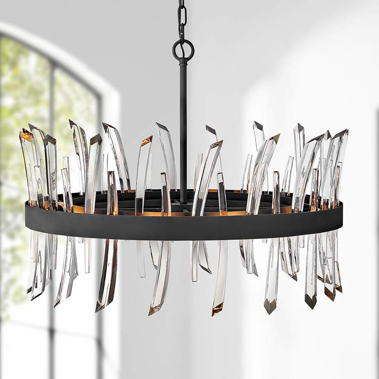 Image 1 Hinkley Revel 28 inch Wide Black and Crystal Pendant Light