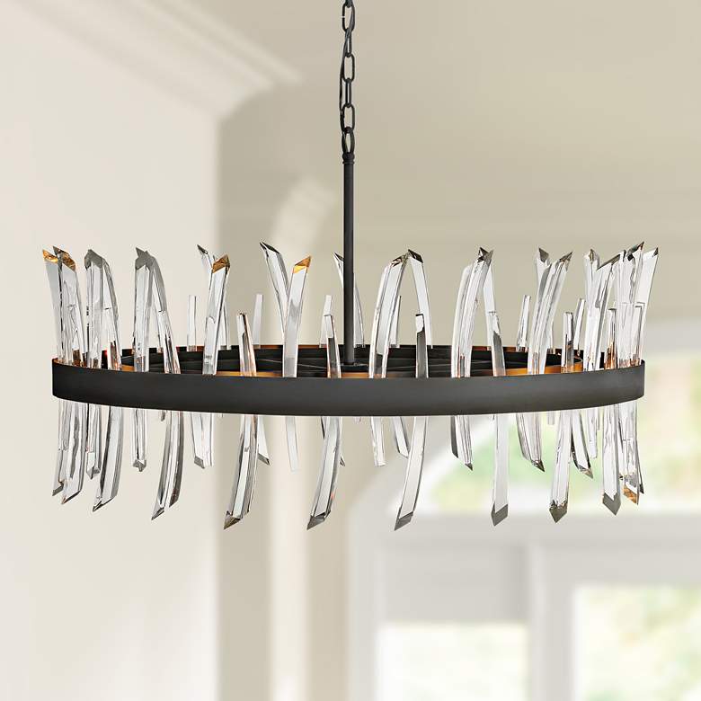 Image 1 Hinkley Revel 36 1/4" Wide Black and Crystal Pendant Light