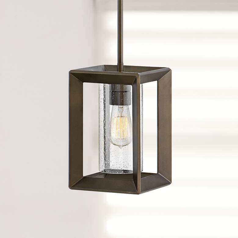 Image 1 Hinkley Rhodes 7 1/4" Wide Rectangular Bronze Outdoor Mini Pendant