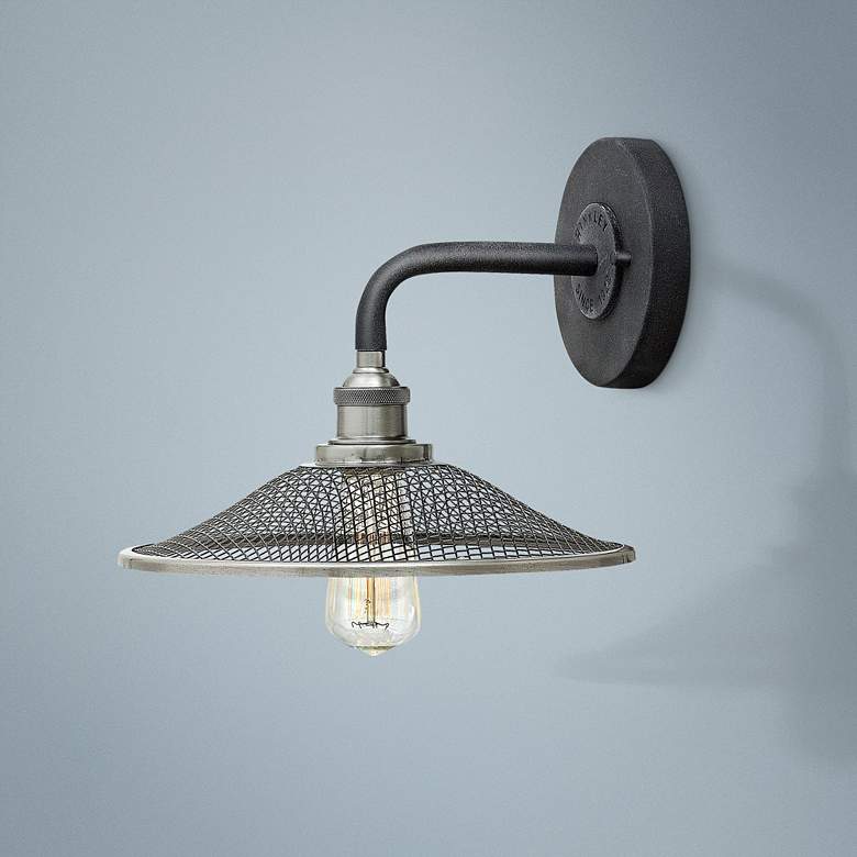 Image 1 Hinkley Rigby 8 1/2"H Aged Zinc Barn Light Wall Sconce