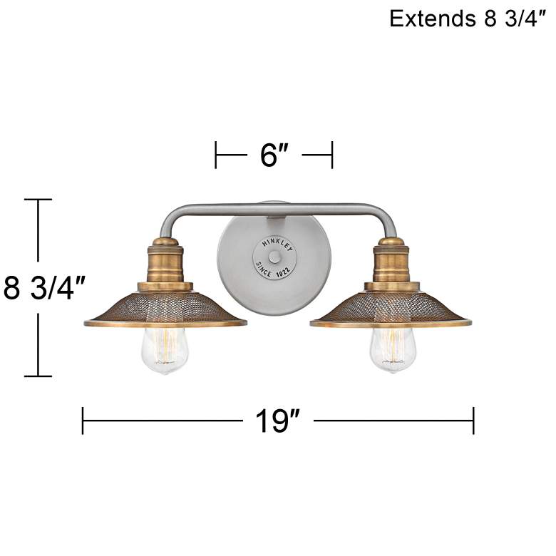 Image 5 Hinkley Rigby 8 3/4 inch High Antique Nickel 2-Light Wall Sconce more views