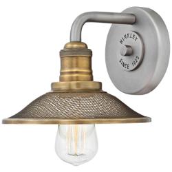 Hinkley Rigby 8 3/4&quot; High Industrial Antique Nickel Wall Sconce