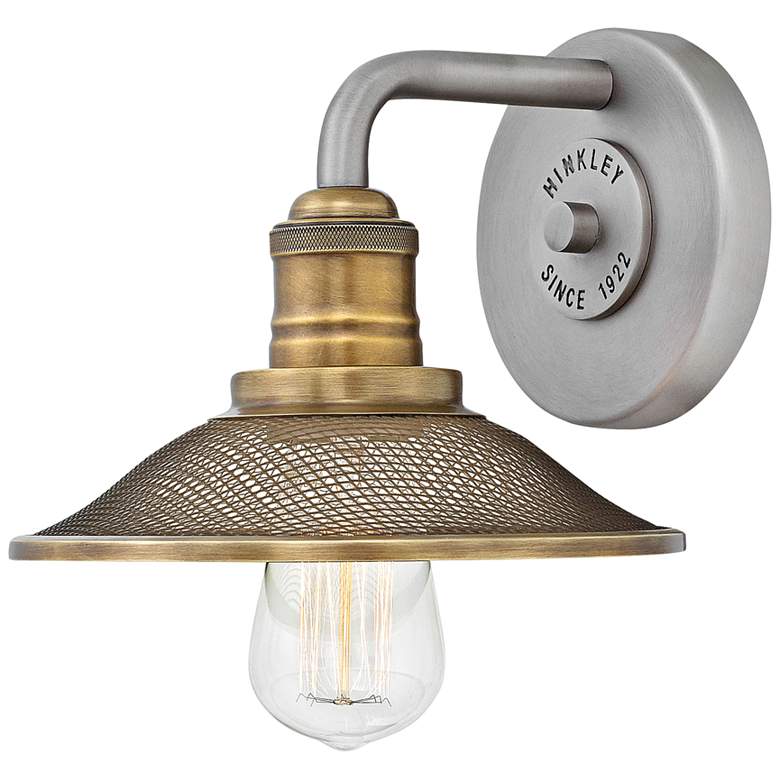 Image 1 Hinkley Rigby 8 3/4 inch High Industrial Antique Nickel Wall Sconce