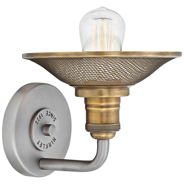 Image 3 Hinkley Rigby 8 3/4" High Industrial Antique Nickel Wall Sconce more views