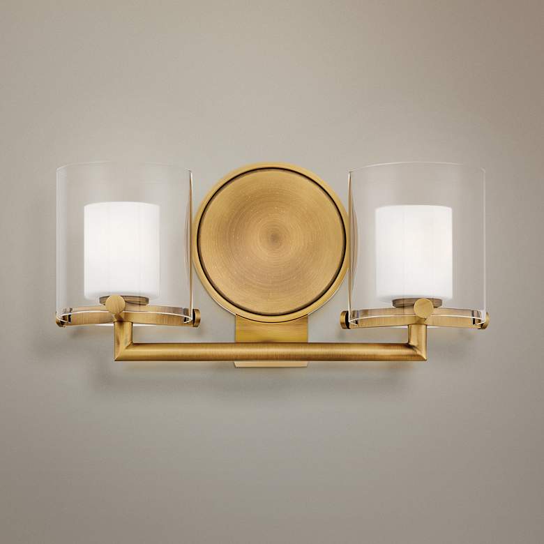 Image 1 Hinkley Rixon 7" High Heritage Brass 2-Light LED Wall Sconce