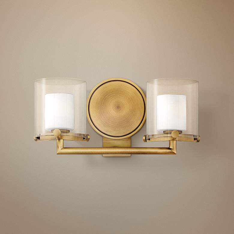 Image 1 Hinkley Rixon 7" High Heritage Brass 2-Light Wall Sconce