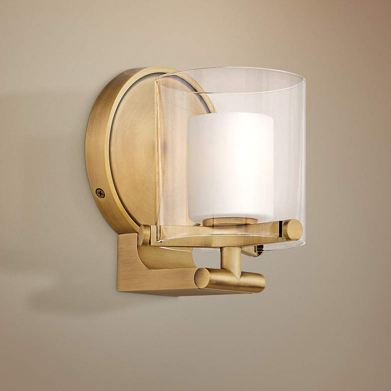 Image 1 Hinkley Rixon 7" High Heritage Brass LED Wall Sconce