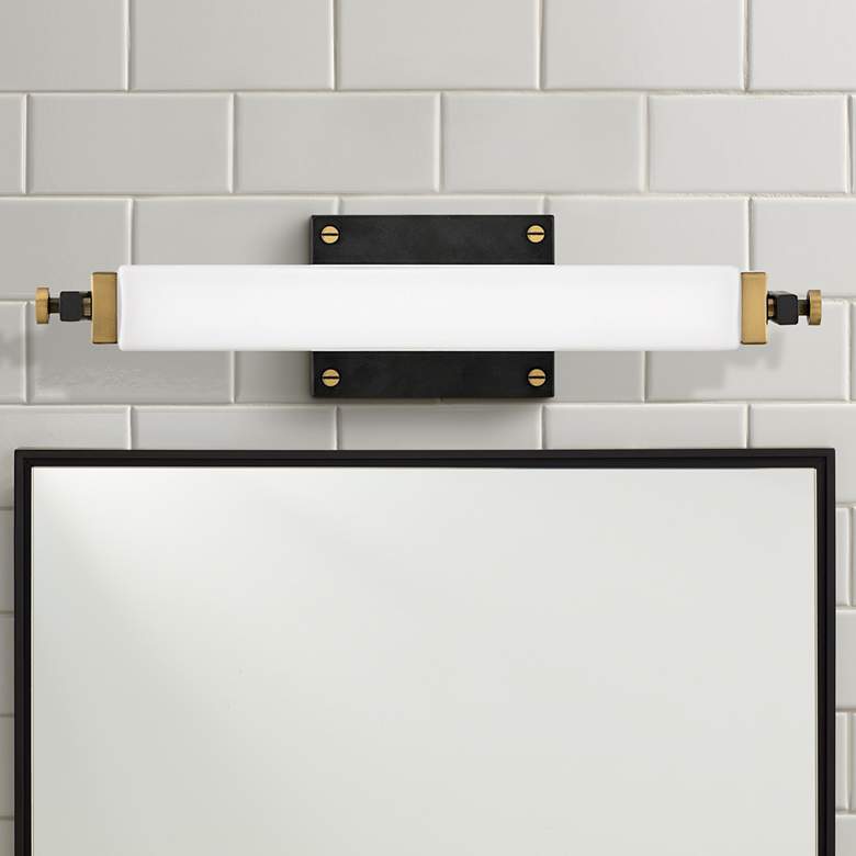 Image 1 Hinkley Rollins 18 inchW Black and Heritage Brass LED Bath Light