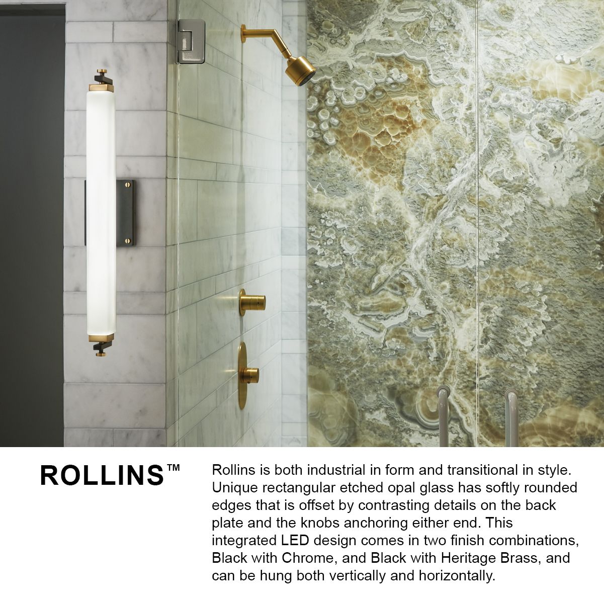 Hinkley Rollins 24" Wide Black and Chrome LED Bath Light