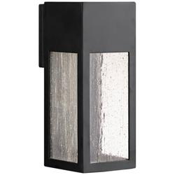 Hinkley Rook 12&quot; Seeded Glass and Satin Black LED Outdoor Wall Light