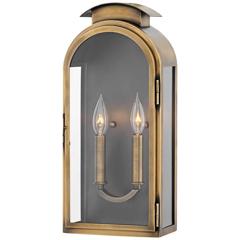 Image 1 Hinkley Rowley 18 inchH Light Antique Brass Outdoor Wall Light