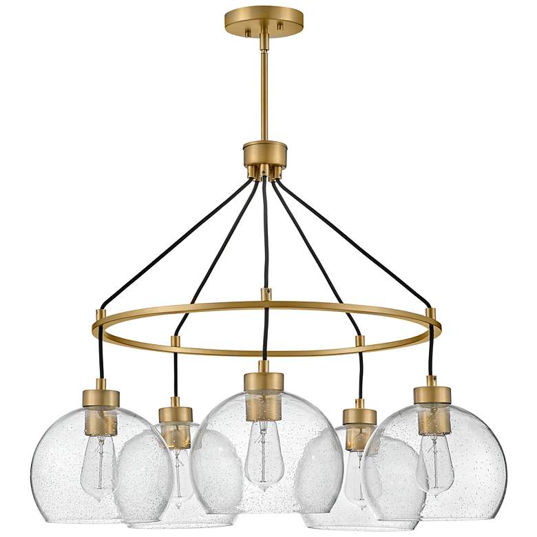 Image 2 Hinkley Rumi 30" Wide Lacquered Brass and Glass Ring Chandelier more views