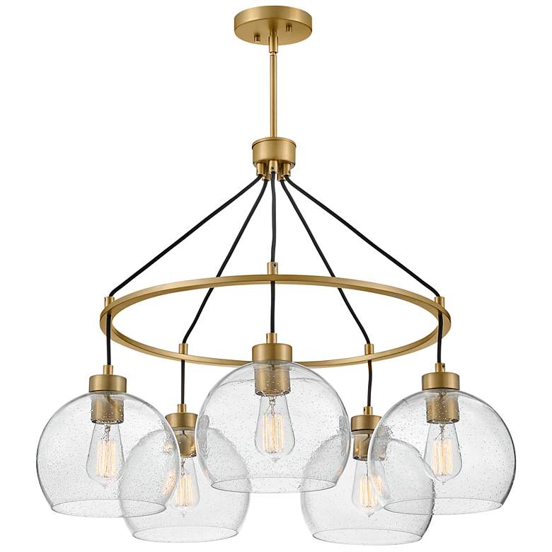 Image 3 Hinkley Rumi 30" Wide Lacquered Brass and Glass Ring Chandelier more views