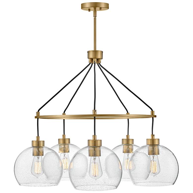Image 4 Hinkley Rumi 30" Wide Lacquered Brass and Glass Ring Chandelier more views