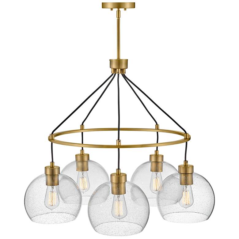 Image 5 Hinkley Rumi 30" Wide Lacquered Brass and Glass Ring Chandelier more views