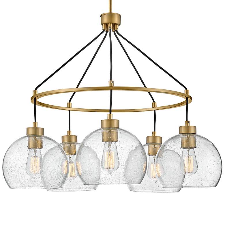 Image 6 Hinkley Rumi 30" Wide Lacquered Brass and Glass Ring Chandelier more views