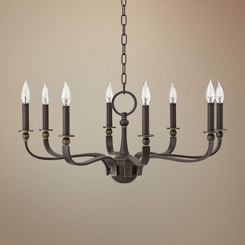 Image 1 Hinkley Rutherford 29 inchW Oiled Bronze 8-Light Chandelier