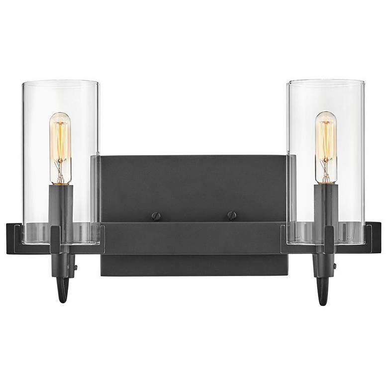 Image 1 Hinkley Ryden 8 1/4" High Black 2-Light Wall Sconce