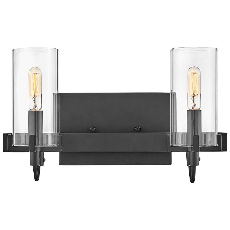 Image 2 Hinkley Ryden 8 1/4" High Black 2-Light Wall Sconce more views