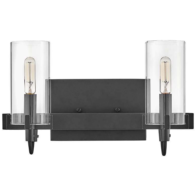 Image 4 Hinkley Ryden 8 1/4" High Black 2-Light Wall Sconce more views