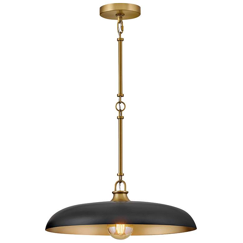 Image 1 Hinkley Sadie 18"W Lacquered Brass and Black Pendant Light