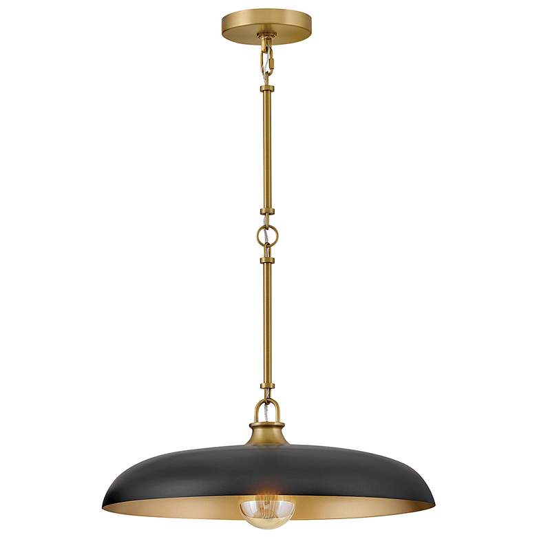 Image 2 Hinkley Sadie 18"W Lacquered Brass and Black Pendant Light more views