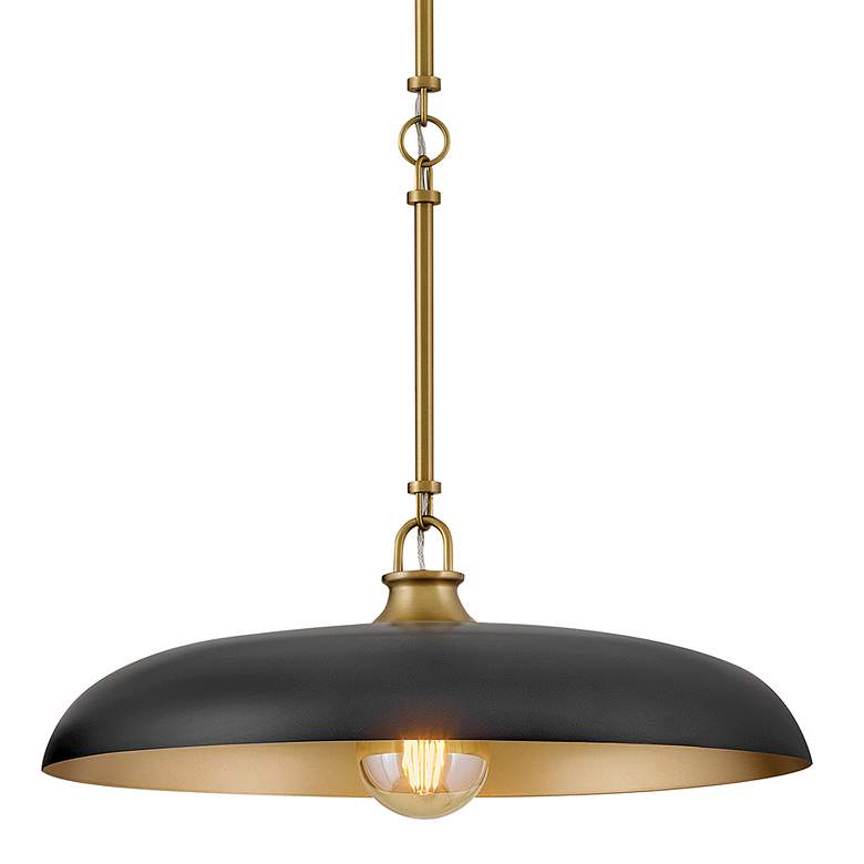 Image 3 Hinkley Sadie 18"W Lacquered Brass and Black Pendant Light more views