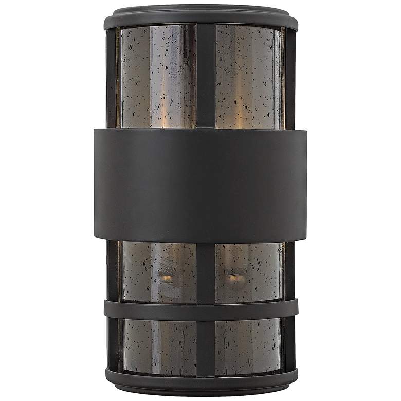 Image 1 Hinkley Saturn 7 1/4"W Satin Black Outdoor Pocket Wall Light