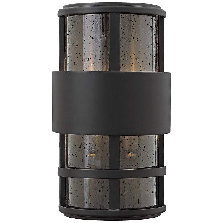 Image 1 Hinkley Saturn 7 1/4 inchW Satin Black Outdoor Pocket Wall Light