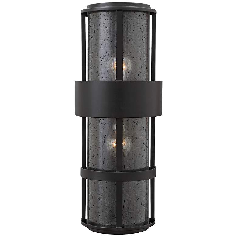 Image 1 Hinkley Saturn 8"W Satin Black Outdoor Pocket Wall Light