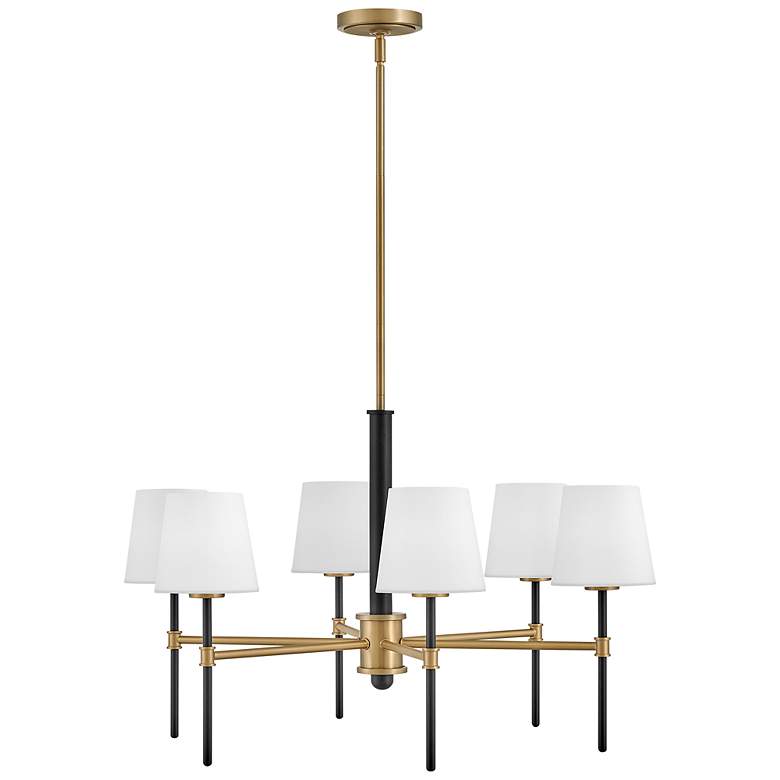 Image 7 Hinkley Saunders 30"W Black and Brass 6-Light Chandelier more views