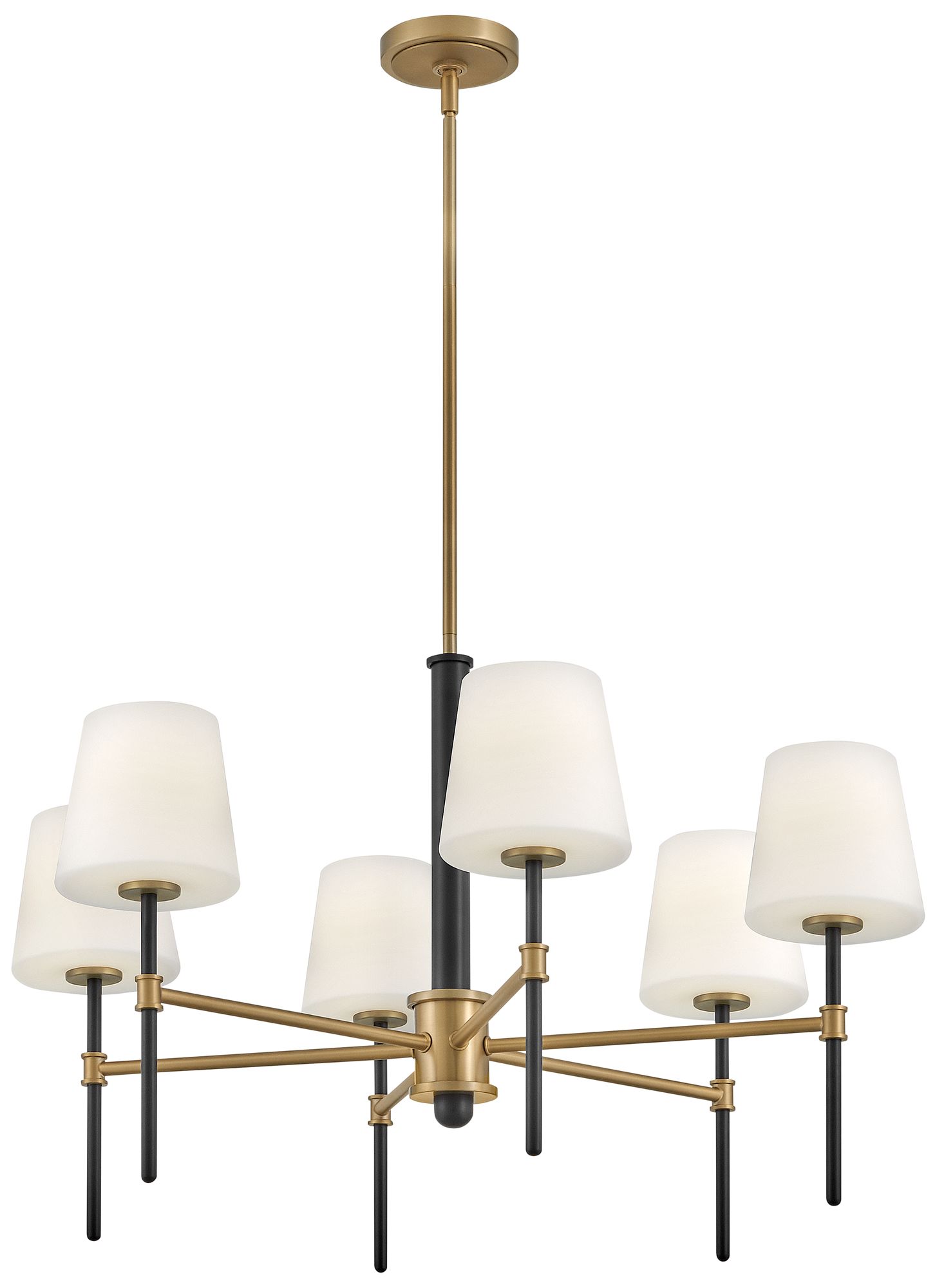 Hinkley Saunders 30"W Black and Brass 6-Light Chandelier