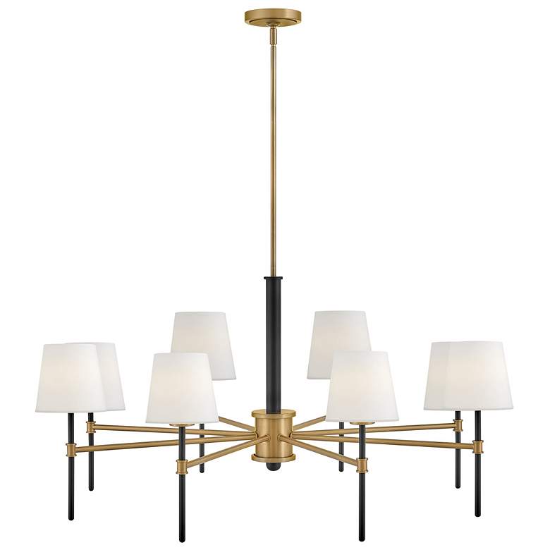 Image 1 Hinkley Saunders 40" Wide Black and Brass 8-Light Chandelier