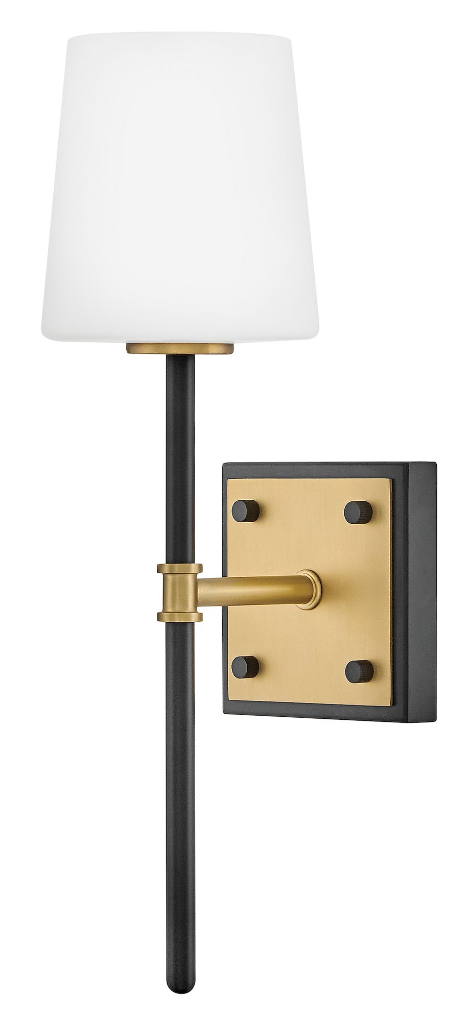 Image 2 Hinkley Saunders Medium Sconce 16" Black w/ Lacquered Brass accents more views