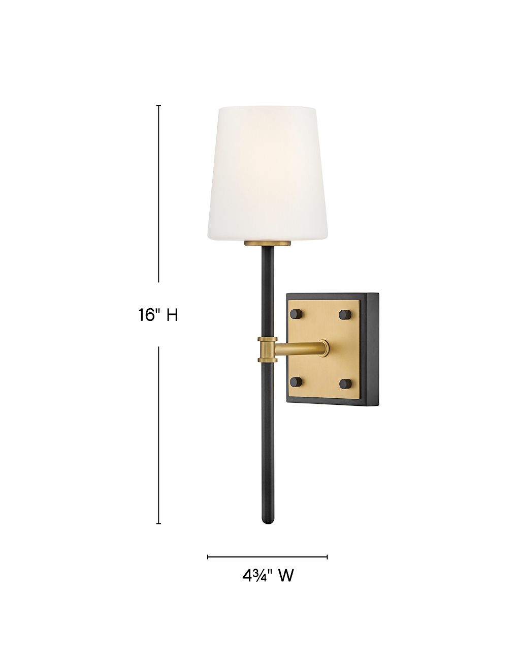 Image 3 Hinkley Saunders Medium Sconce 16" Black w/ Lacquered Brass accents more views