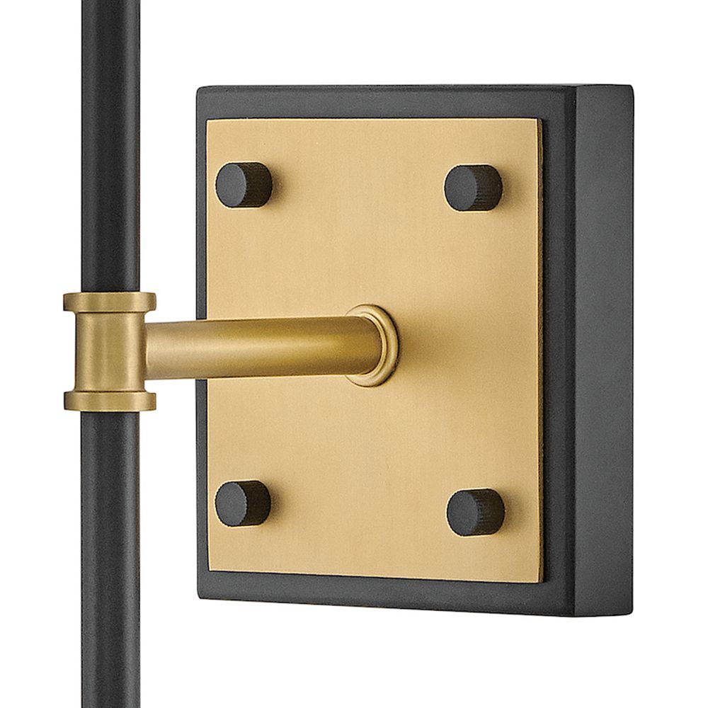 Image 5 Hinkley Saunders Medium Sconce 16" Black w/ Lacquered Brass accents more views
