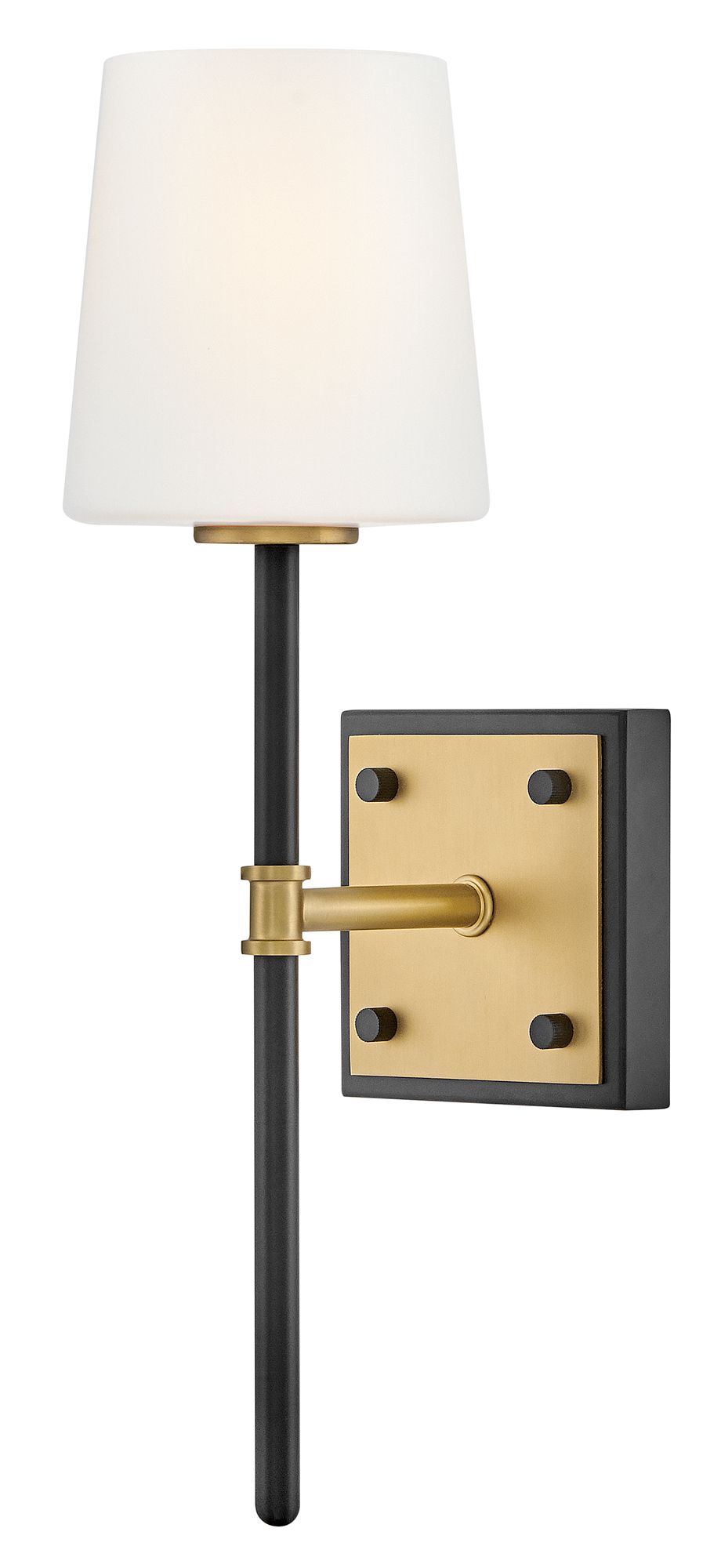 Image 6 Hinkley Saunders Medium Sconce 16" Black w/ Lacquered Brass accents more views