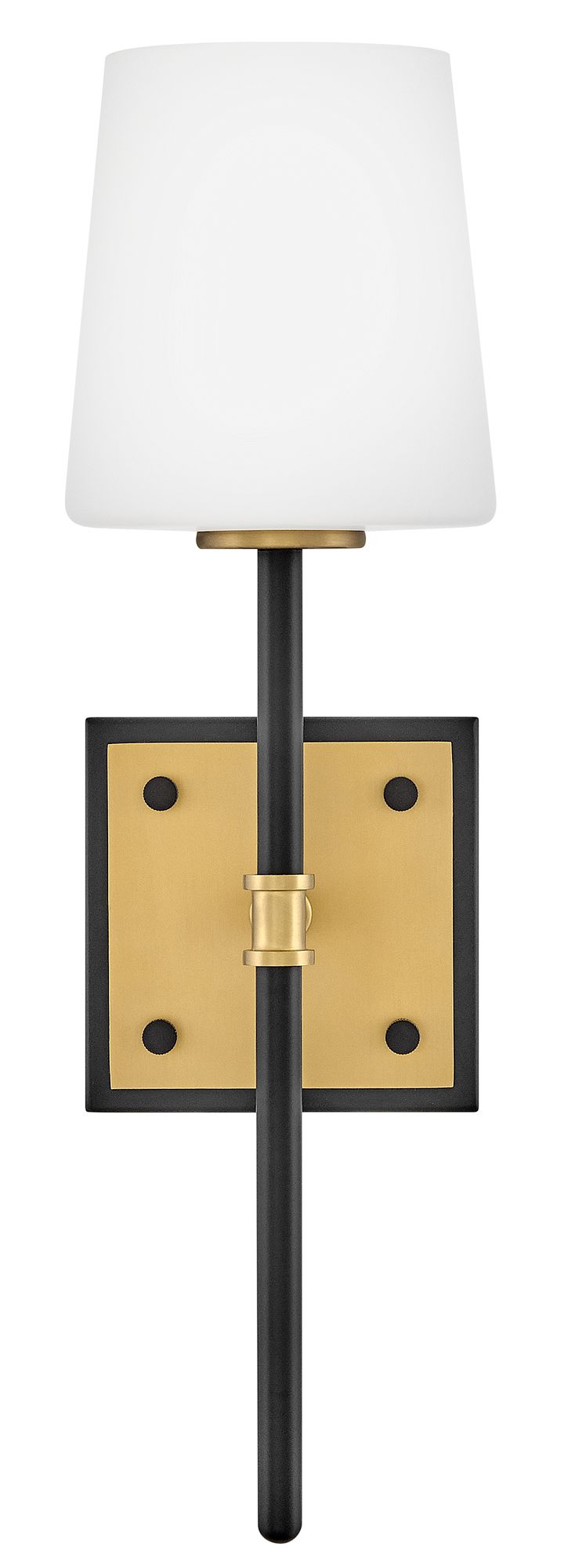 Hinkley Saunders Medium Sconce 16" Black w/ Lacquered Brass accents