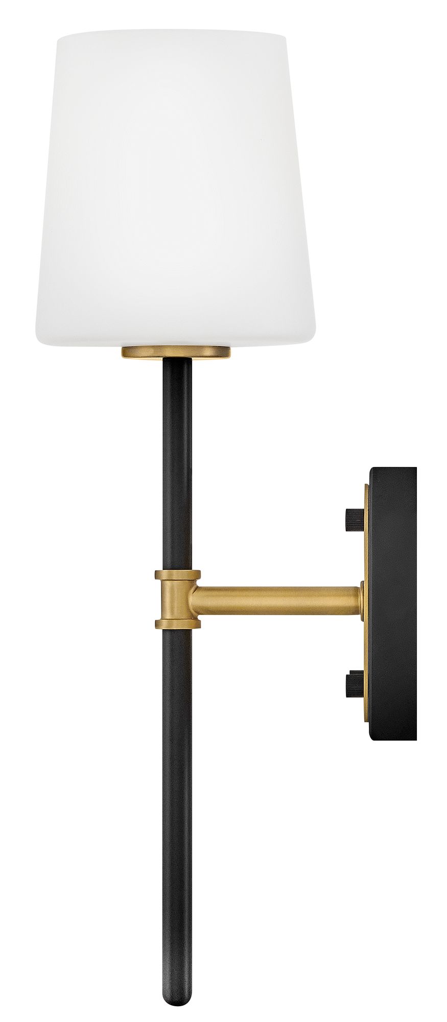 Hinkley Saunders Medium Sconce 16" Black w/ Lacquered Brass accents