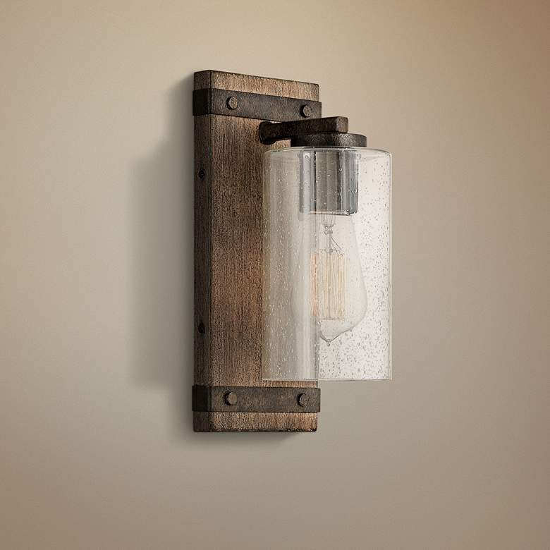Hinkley Sawyer 11&quot; High Sequoia Wood Finish Rustic Wall Sconce