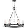 2_Hinkley Sawyer 24" Wide Aged Zinc Wagon Wheel Outdoor Chandelier