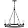 Hinkley Sawyer 24" Wide Aged Zinc Wagon Wheel Outdoor Chandelier