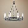 1_Hinkley Sawyer 24" Wide Aged Zinc Wagon Wheel Outdoor Chandelier