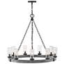 2_Hinkley Sawyer 30" Wide Aged Zinc Ring Wagon Wheel Outdoor Chandelier