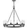 Hinkley Sawyer 30" Wide Aged Zinc Ring Wagon Wheel Outdoor Chandelier