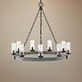 1_Hinkley Sawyer 30" Wide Aged Zinc Ring Wagon Wheel Outdoor Chandelier